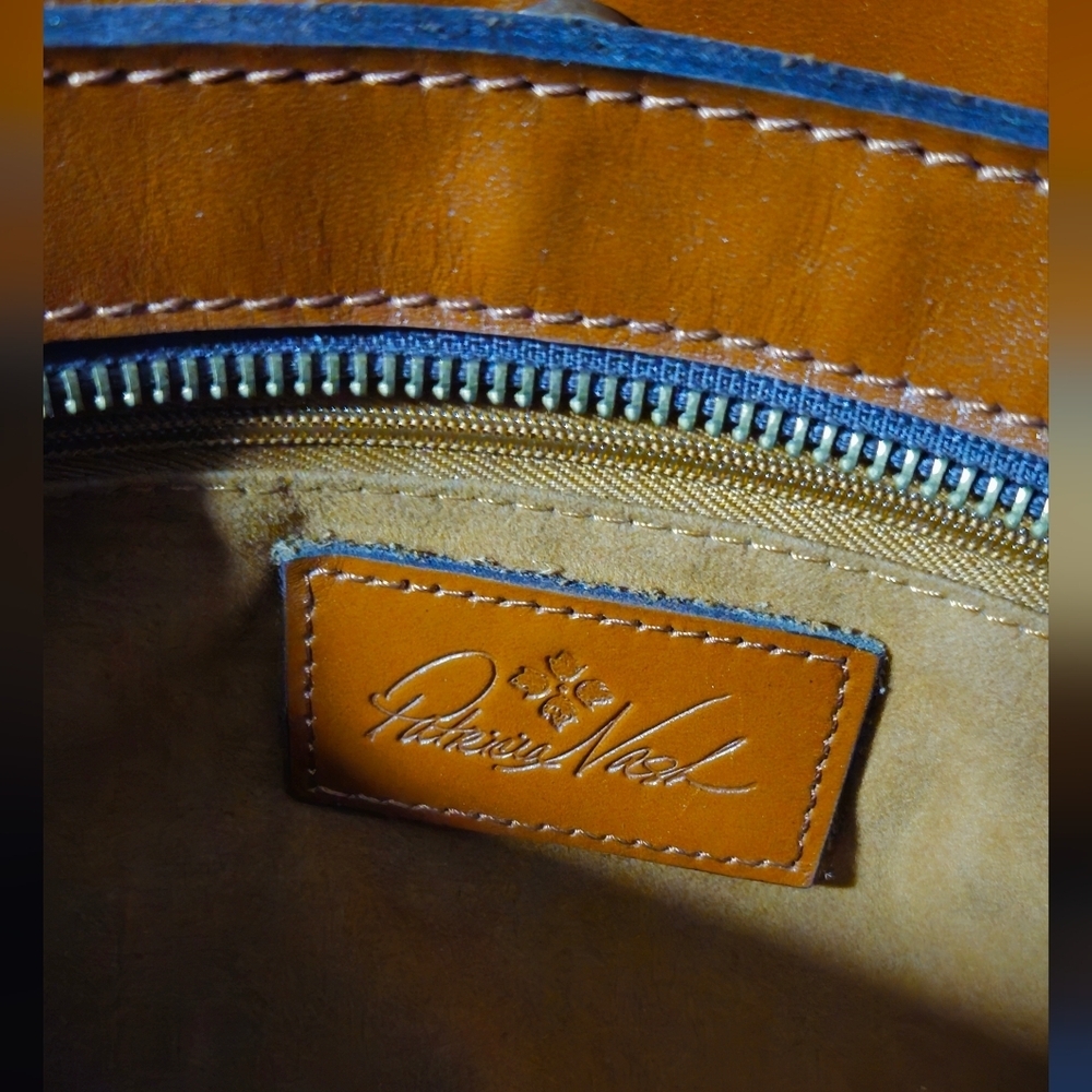 Patricia Nash Reinzo Cognac Brown Leather Satchel with Gold Hardware - Picture 7 of 12